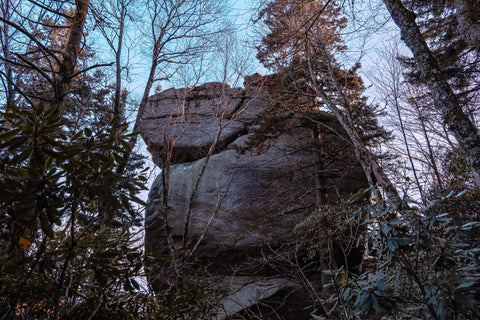 view of stack rock in the early morning on the tanawha trail along the blue ridge parkway