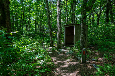 trail shelter along the twin pinnacles trail in grayson highlands state park in virginia