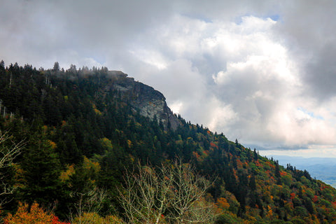 View of devils courthouse overlook along the blue ridge parkway in North Carolina 