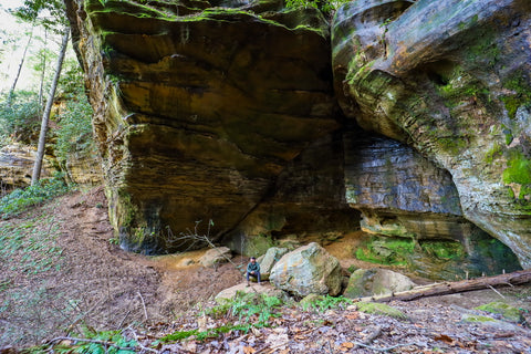 massiva rockshelter and cave along henson's arch trail in natural bridge state park kentucky