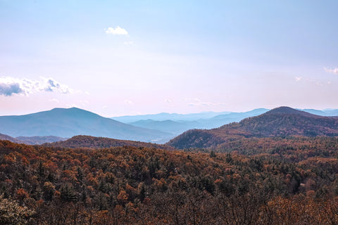 the blue ridge mountains seen from an overlook on the blue ridge parkway in north carolina
