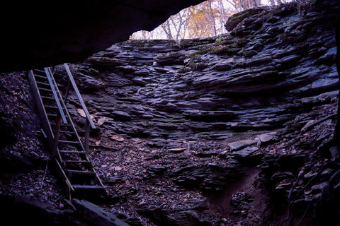 Exit ladder from SHANGRA la arch in Carter caves state park Kentucky 