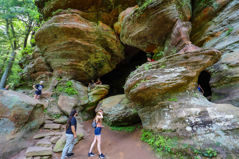 Entrance into rock house cave in Hocking hills state park Ohio 