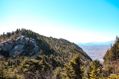 view of sugar mountain from grandfather gap on grandfather mountain
