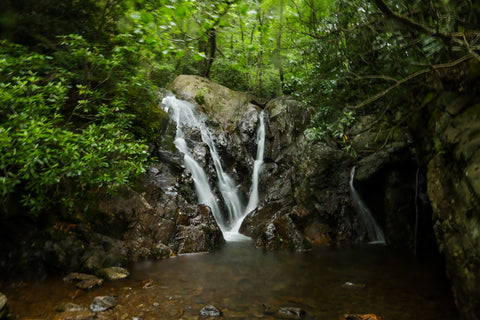 lower falls of cabin creek trail in grayson highlands state park in virginia