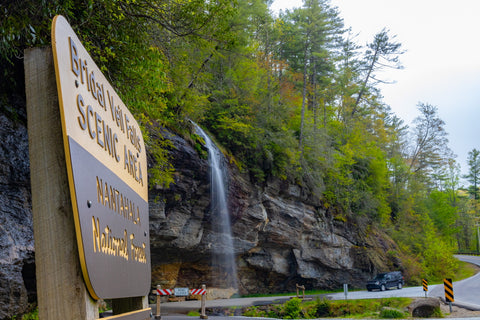 Mountain waters scenic byway Nantahala National Forest North Carolina waterfalls  Bridal veil falls