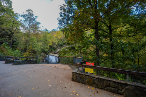 roadside overlook of looking glass falls in Pisgah national forest North Carolina