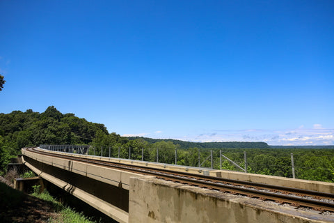 railroad bridge crossing along the tioga falls trail in fort knox kentucky