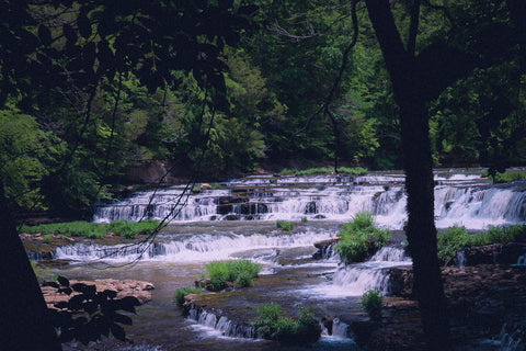 Hiking trails of Burgess falls state park Tennessee waterfalls Falling water cascades