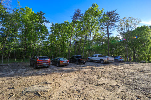 Trailhead parking lot for DeSoto Falls Picnic Area hiking trails in northeast Alabama 