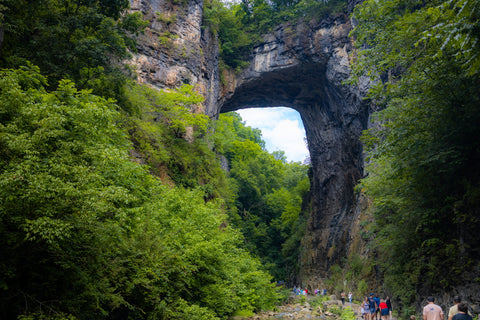 Natural bridge state park Virginia natural arch hiking trail waterfall lace falls