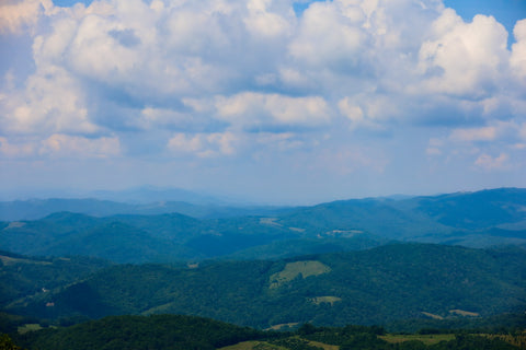 view of the cumberland mountains of virginia from atop little pinnac;e in grayson highlands state park