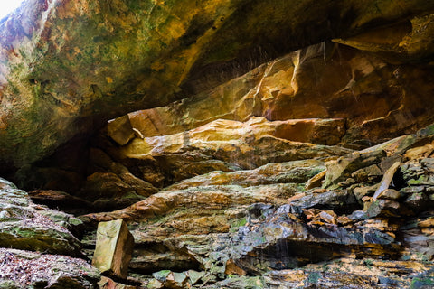 View from below ravine arch in yellow birch ravine nature preserve Indiana 