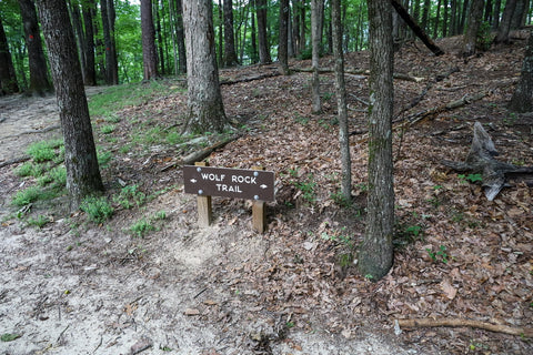 wold rock trail sign in stone mountain state park
