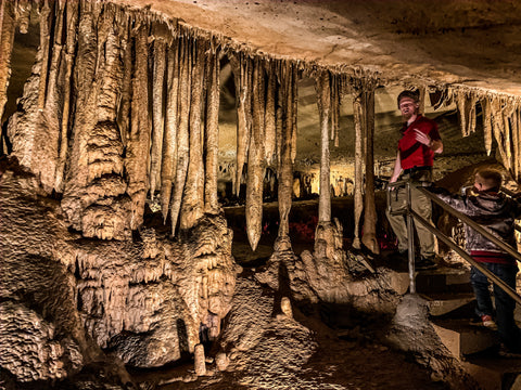 prison bars stalagmites along dripstone trail tour in marengo cave