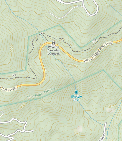 Woodfin cascades overlook blue ridge parkway North Carolina