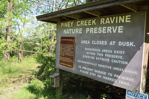 Piney creek ravine prehistoric rock art site hiking trail Illinois 