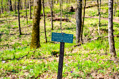 paw paw trail hiking sign in turkey run park