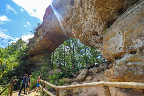 A close up of Natural Bridge arch in Natural Bridge State Resort Park in lentucky