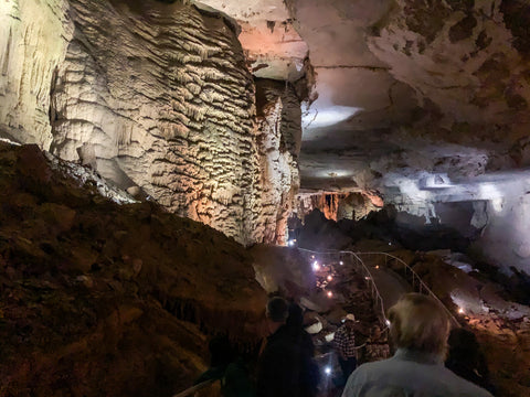 flowstone wall rock formation within cathedral caverns state park alabama