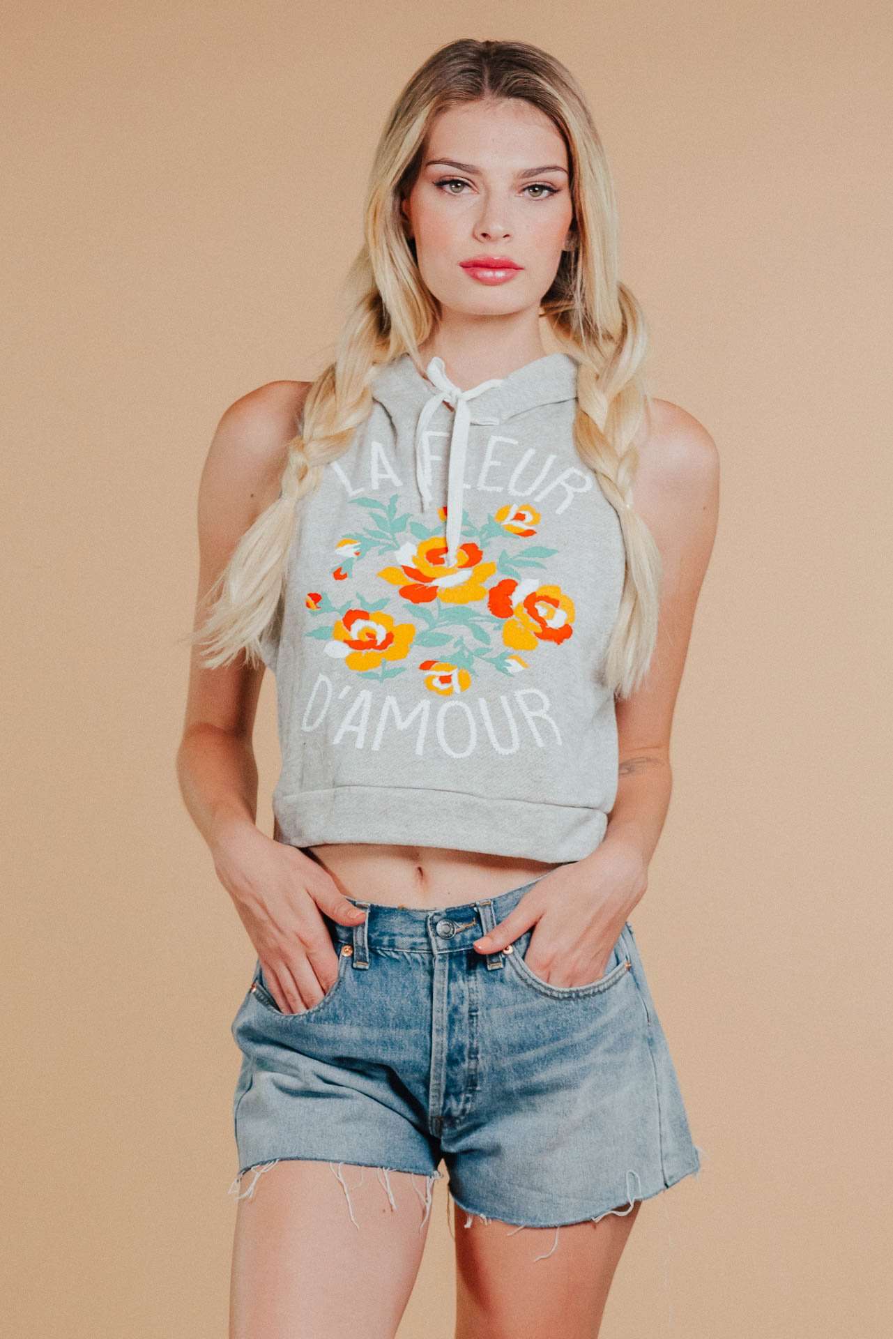 La Fleur Sleeveless Cropped Athletic Hoodie