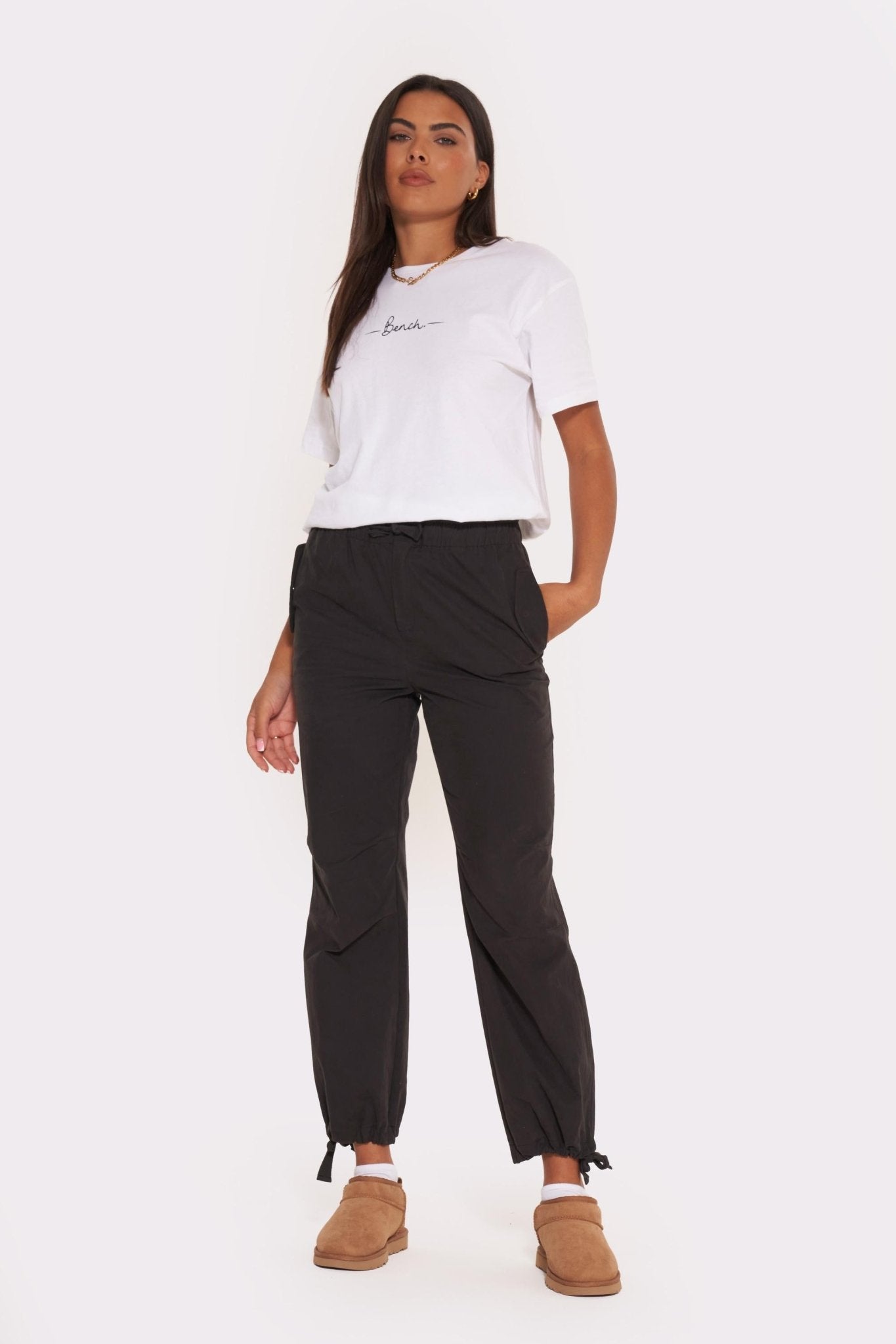 Womens ’AFF’ Parachute Pants - BLACK - Size 10 / Black