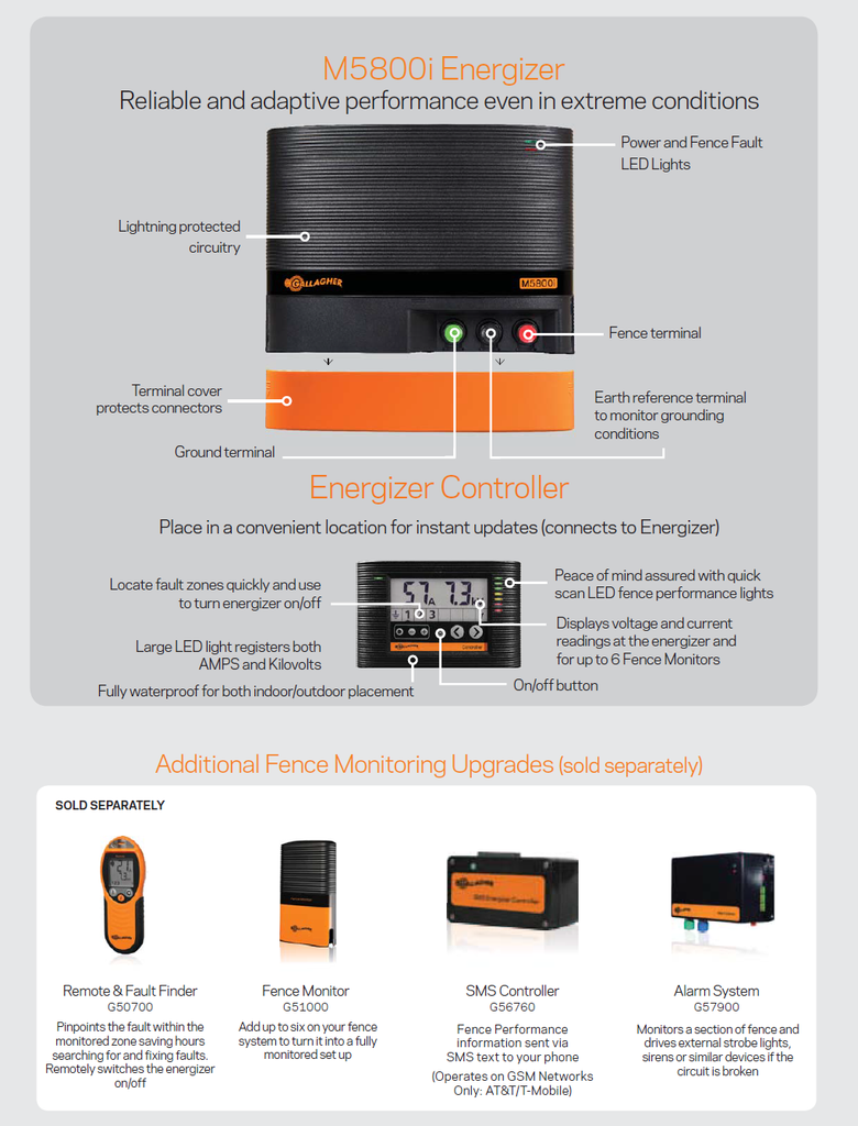 gallagher 5800i electric fence charger energizer features