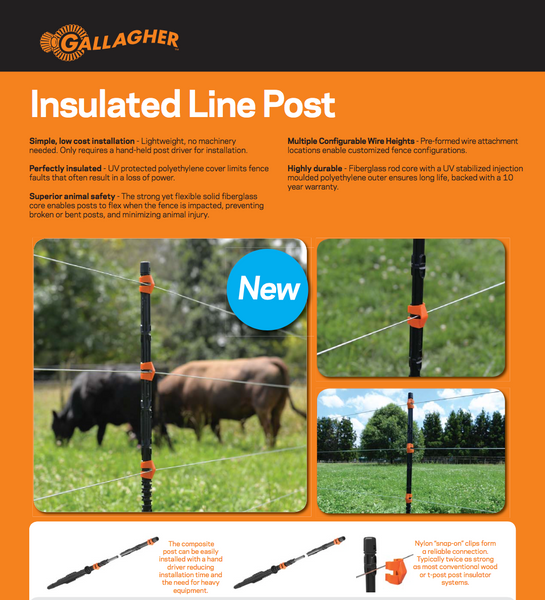 200 Gallagher 47 Insulated Line Posts, Clips and Free Post Driver Kit – Gallagher  Electric Fence Products from Valley Farm Supply