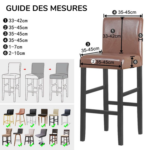 Dimensions housse de chaise de bar en velours