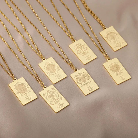 zodiac horoscope pendant necklace in gold or silver