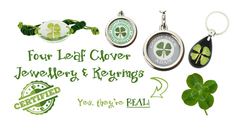 real four leaf clover jewelry and lucky charms