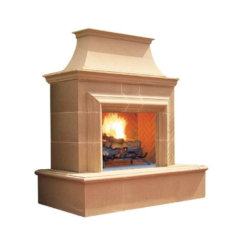 American Fyre Designs 023-35-N-CB-RBC 82 Inch Vented Free-Standing Outdoor Reduced Cordova Fireplace, 16 Inch Rectangle Bullnose, No Recess