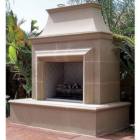 American Fyre Designs 023-35-N-CB-RBC 82 Inch Vented Free-Standing Outdoor Reduced Cordova Fireplace, 16 Inch Rectangle Bullnose, No Recess