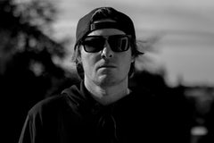 Black and white image of Nick Love from Left Turn Right Productions. The latest member of the Team Opus crew for Opus Fresh. Premium New Zealand made merino apparel.