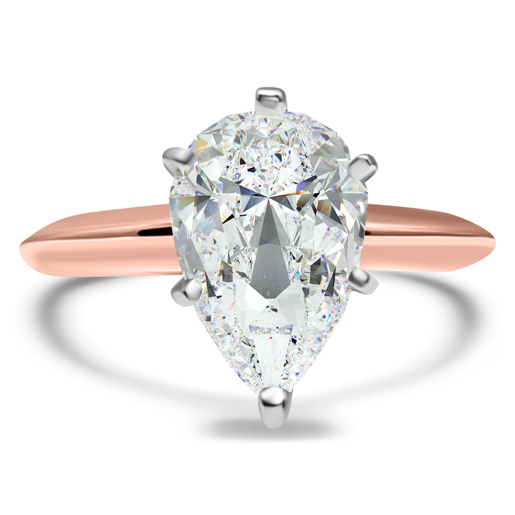 14K Rose Gold Pear CZ Cubic Zirconia 