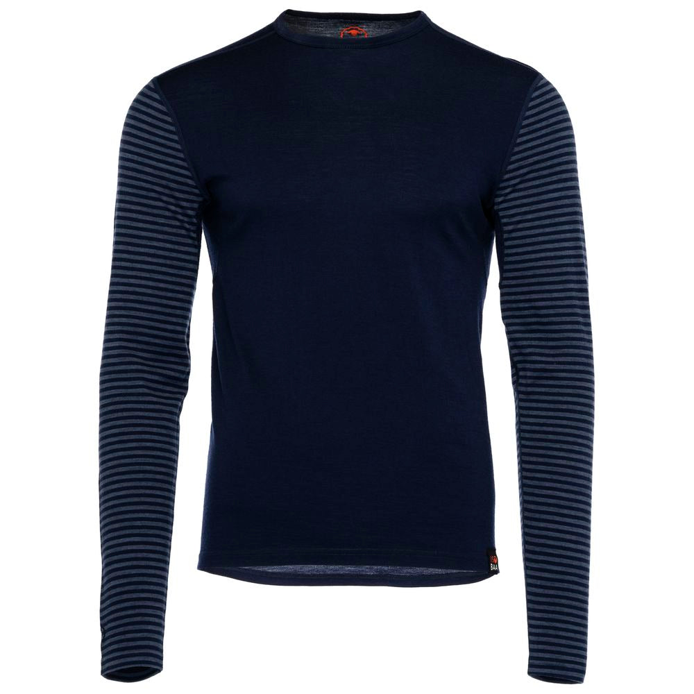 Mens Merino 180 Long Sleeve Crew (Stripe Navy/Denim) | Isobaa