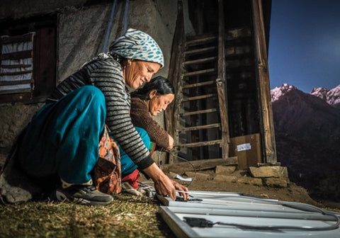 woman prepping panel