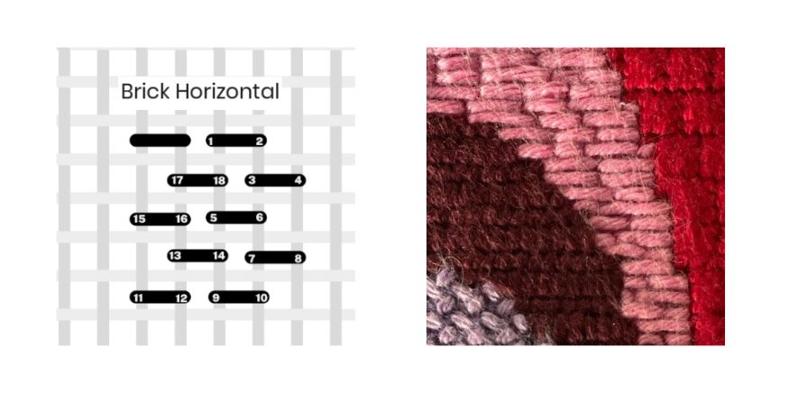 Needlepoint Brick stitch example