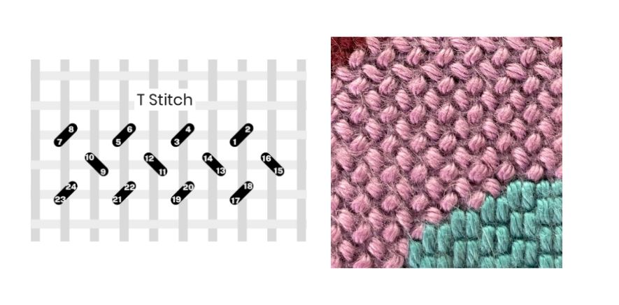 Needlepoint T Stitch example