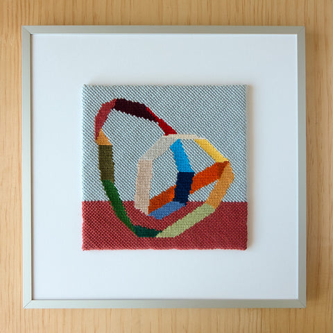 framed needlepoint floating frame with mat