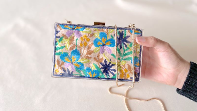 needlepoint clutch purse