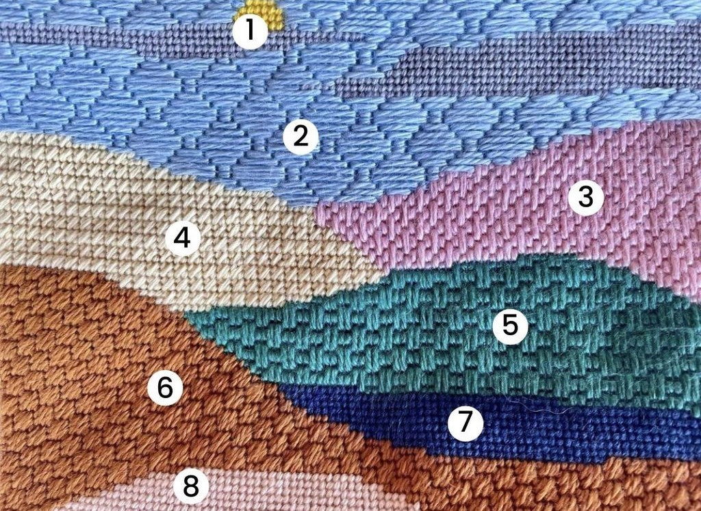 Peaceful Mountains Needlepoint Stitch Guide