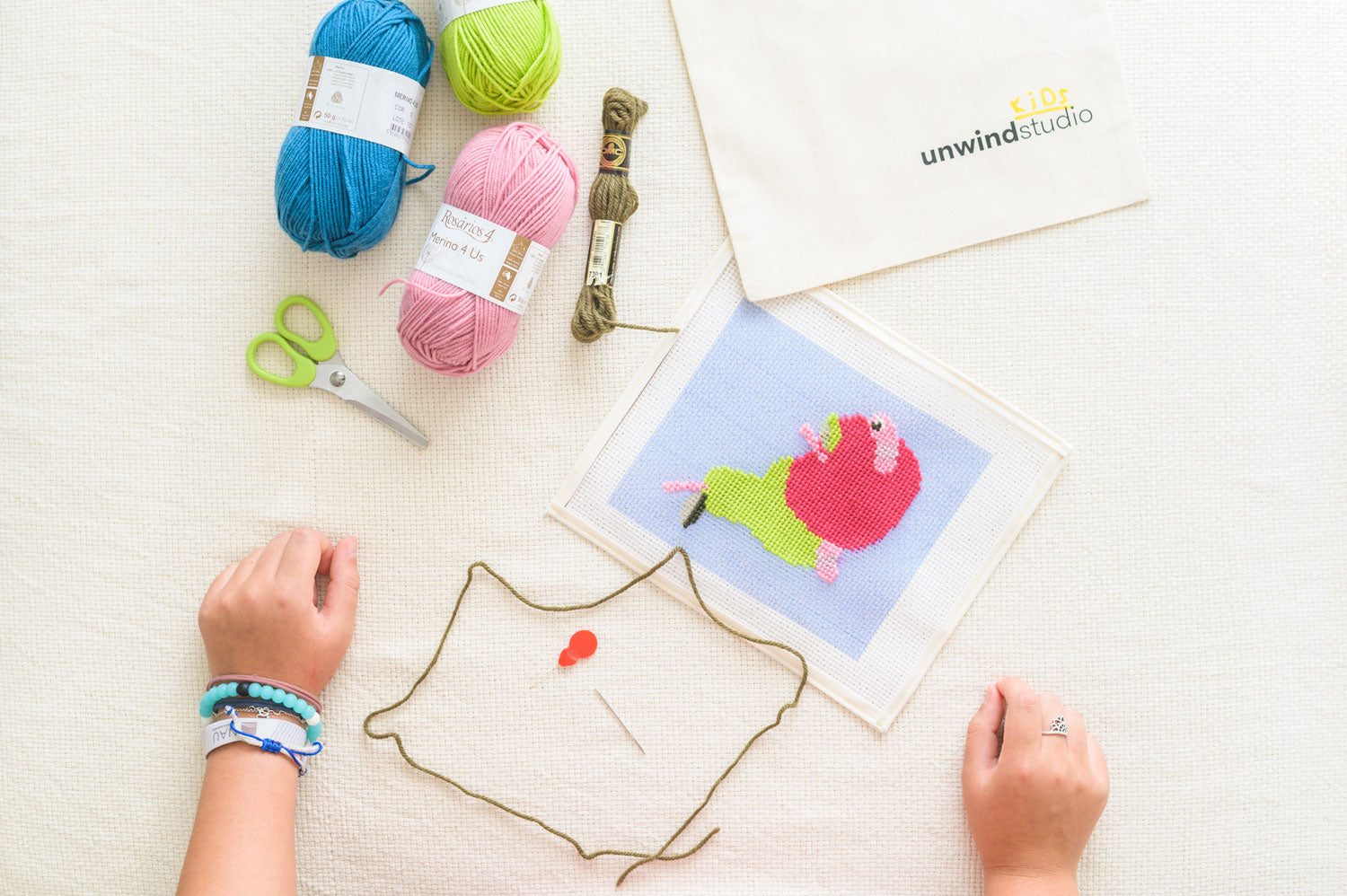 Needlepoint kits for kids by Unwind Studio