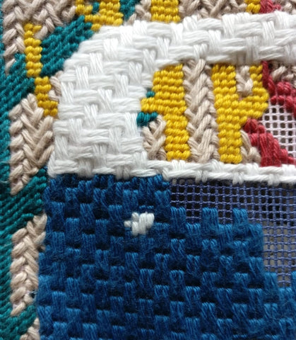 Needlepoint Double Brick Stitch and Wicker Stitch variations details