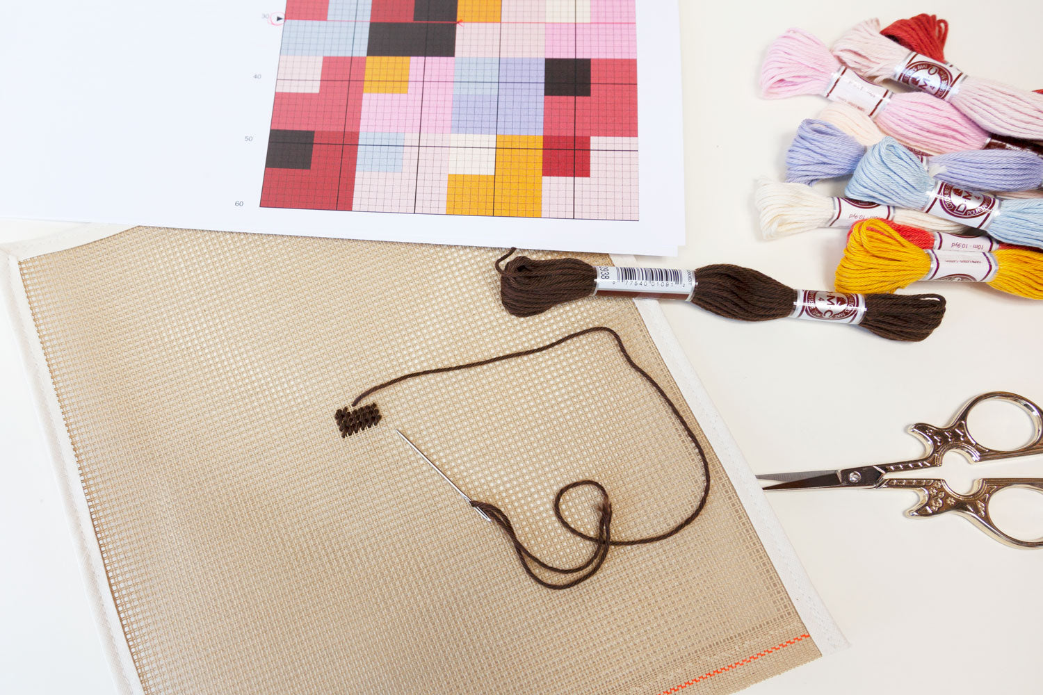 How to stitch with a needlepoint chart