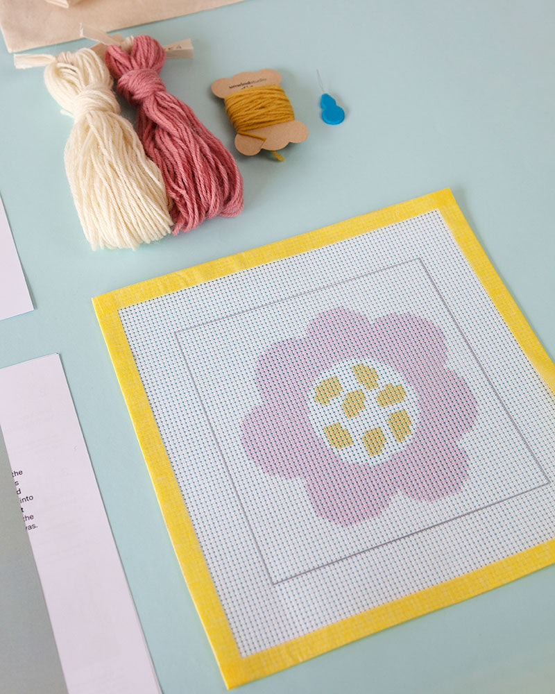 Floral Round Lattice Beginner Needlepoint Canvas - DMC