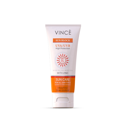 UVA & UVB Sunblock SPF 75 for skin protection against sun damage - Vince Care - Sunscreen