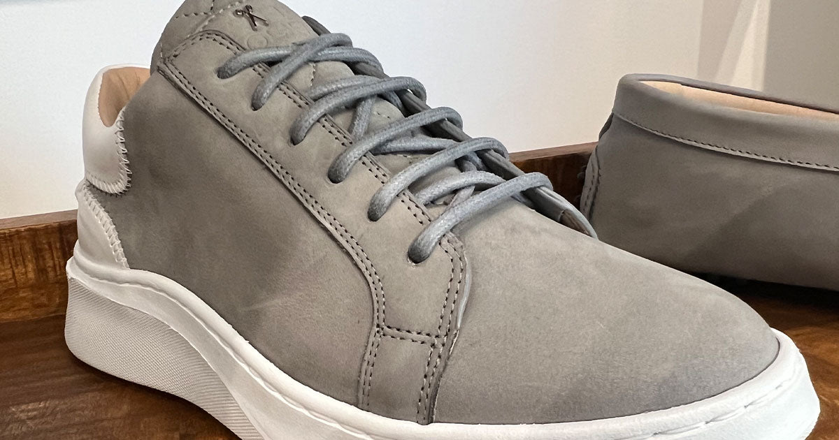 Italian nubuck leather sneaker light grey