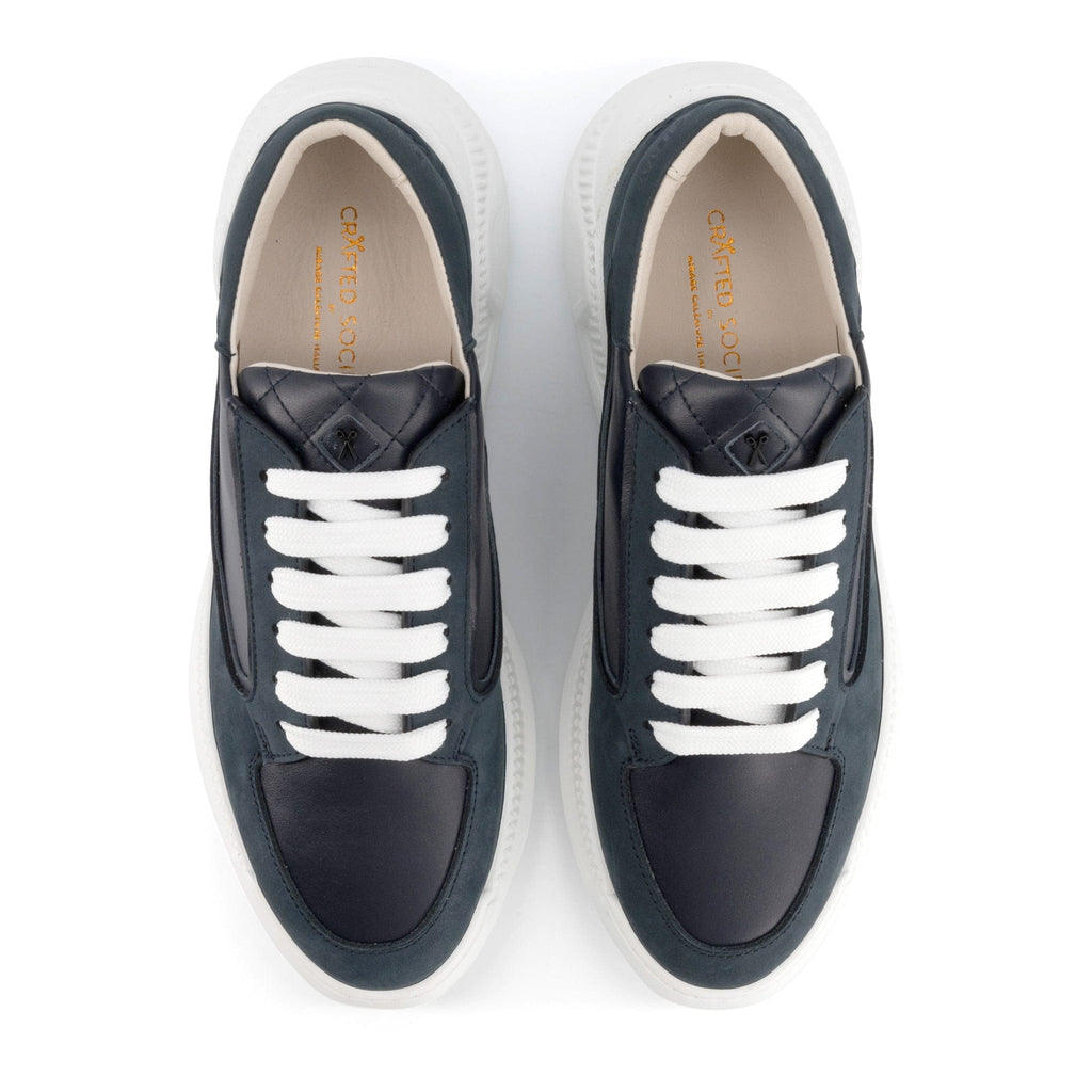 Nesto Low All Navy Nubuck & Calf Leather | Luxury Sneaker | Crafted Society