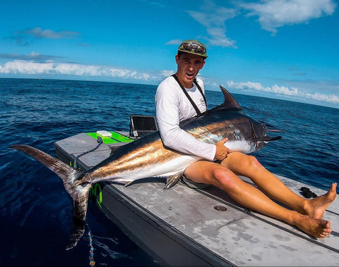 Timmy Turtle with the marlin on his skiff